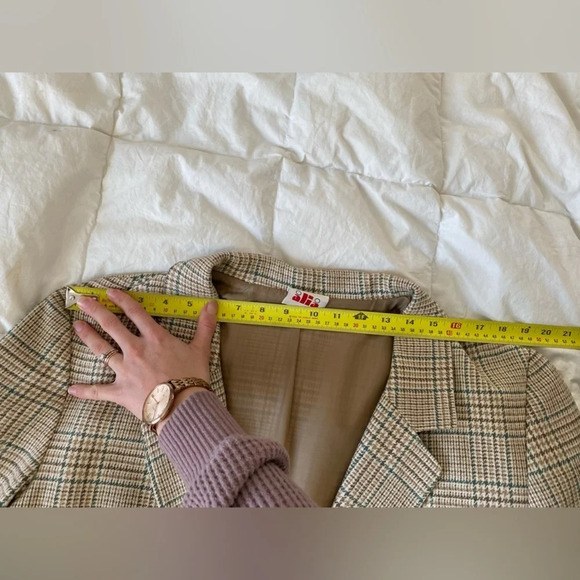 VINTAGE Alia Oversized Plaid Blazer Jacket Tan  Size XL - Picture 9 of 12